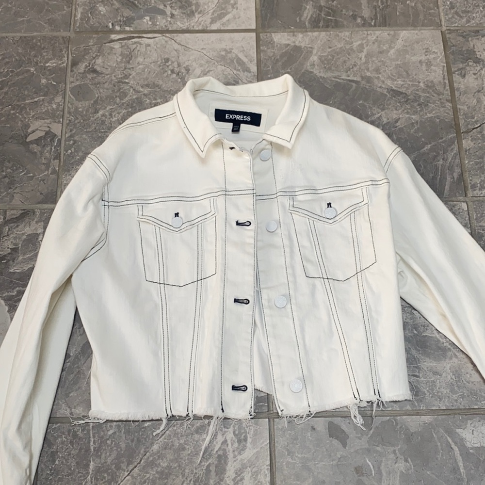 White Reverse Stitching Jean Jacket - image 1